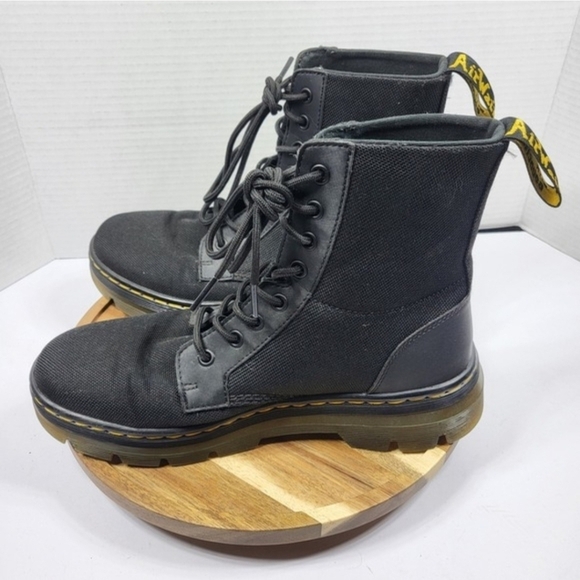 Dr. Martens Combs Canvas Black Lace Up Combat Boots W8/M6 Unisex